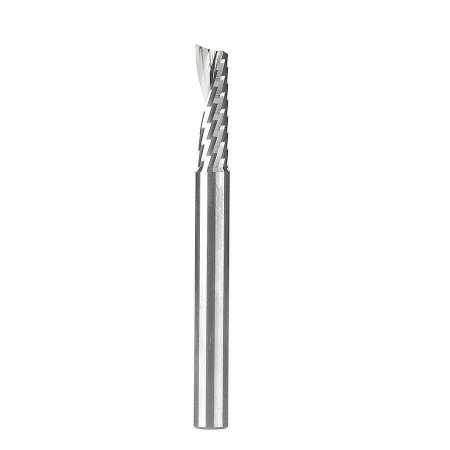 Amana Solid Carbide End Mill 6 mm, Spiral O-Single Flute for plastic, up-cut