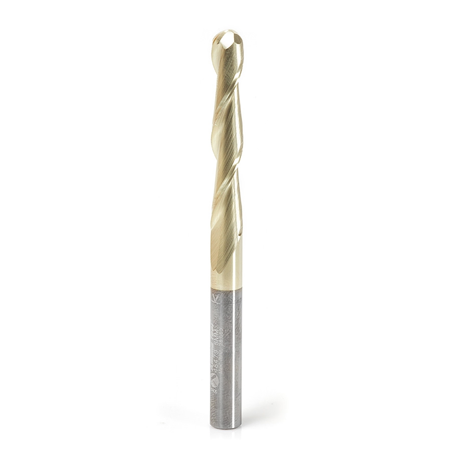 Amana Solid Carbide End Mill 6 mm, 2-Flute, 2D 3D Carving, Shank 6 mm, Up-Cut